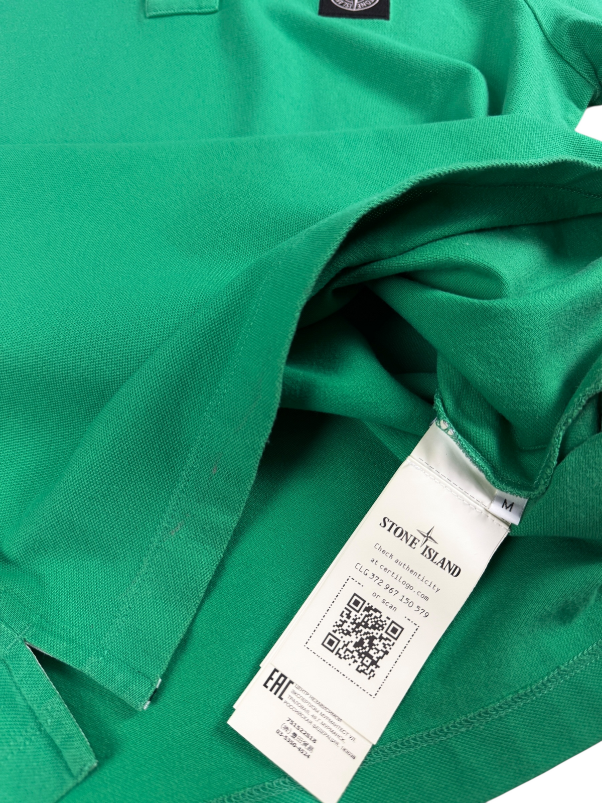 Polo Stone Island vert taille M - Logo et étiquette