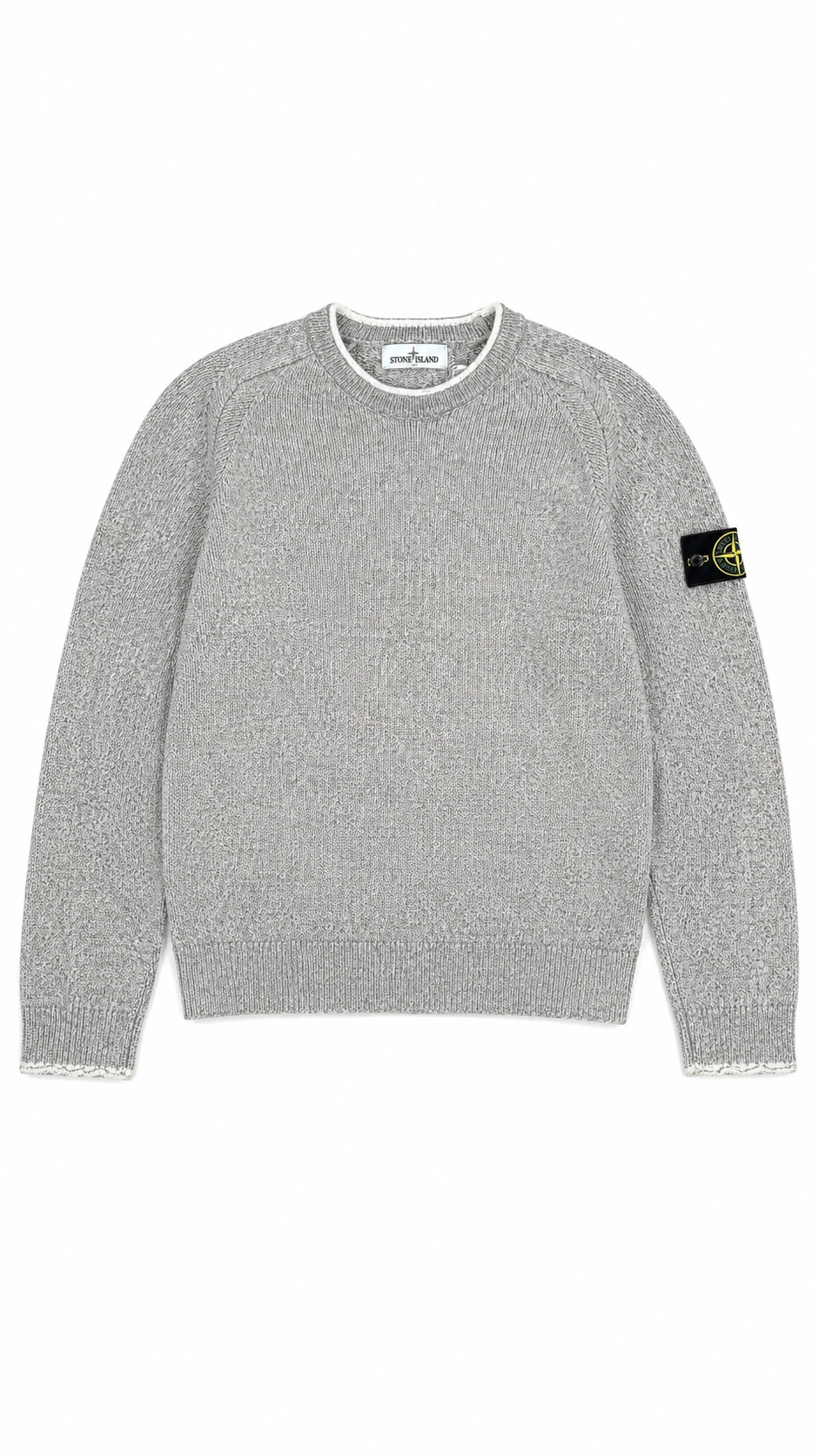 Pull Stone Island gris chiné taille L, seconde main authentifiée NB08 — vue 1