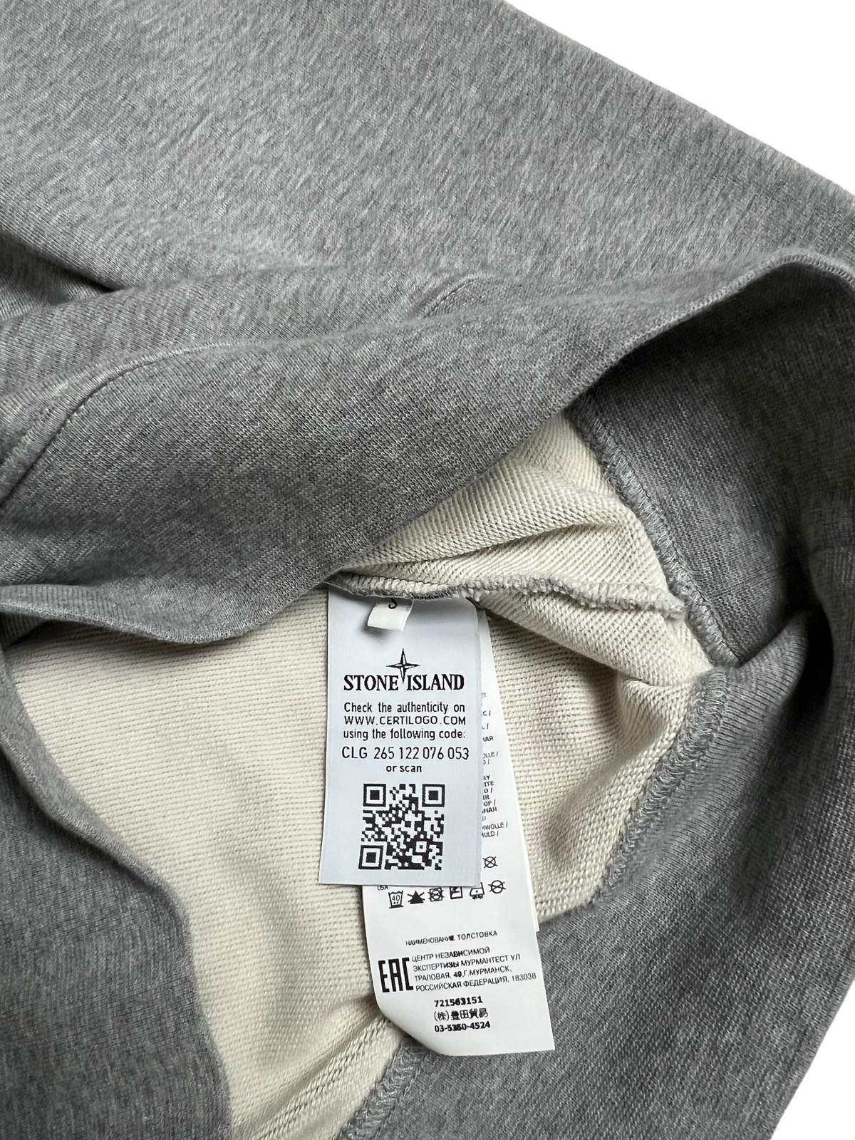 Pull Stone Island gris taille S - Détail