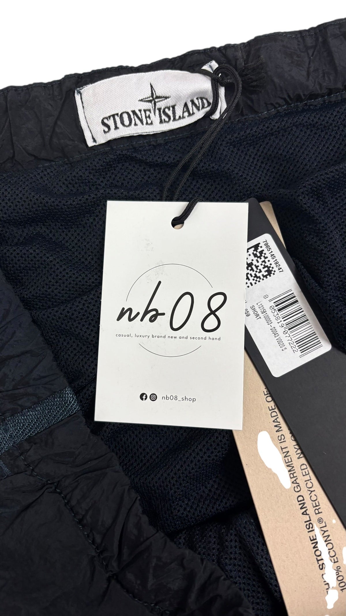 Short de bain Stone Island Nylon Métal bleu marine — logo et étiquette