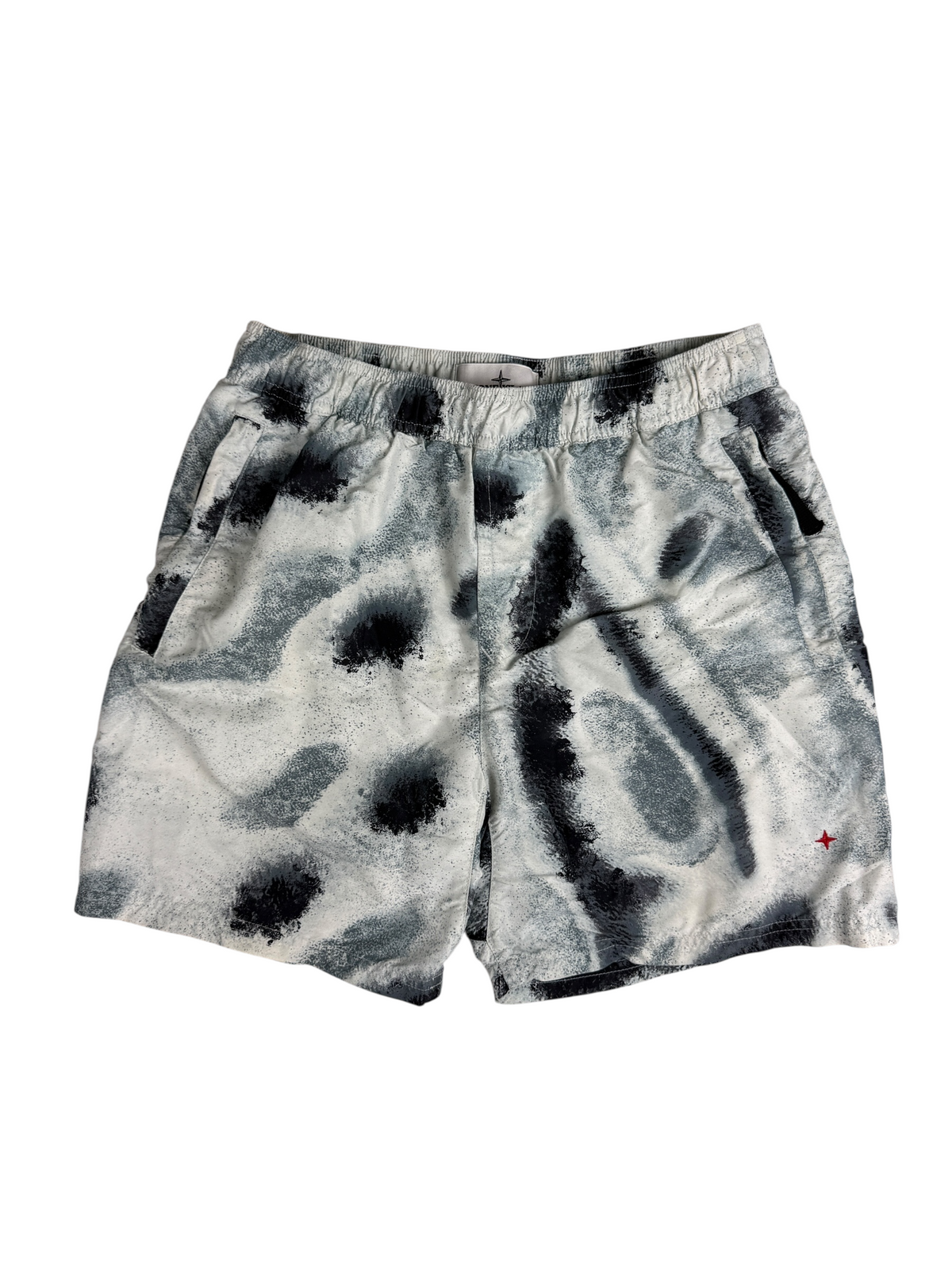 Short Stone Island gris / blanc taille S - Détail