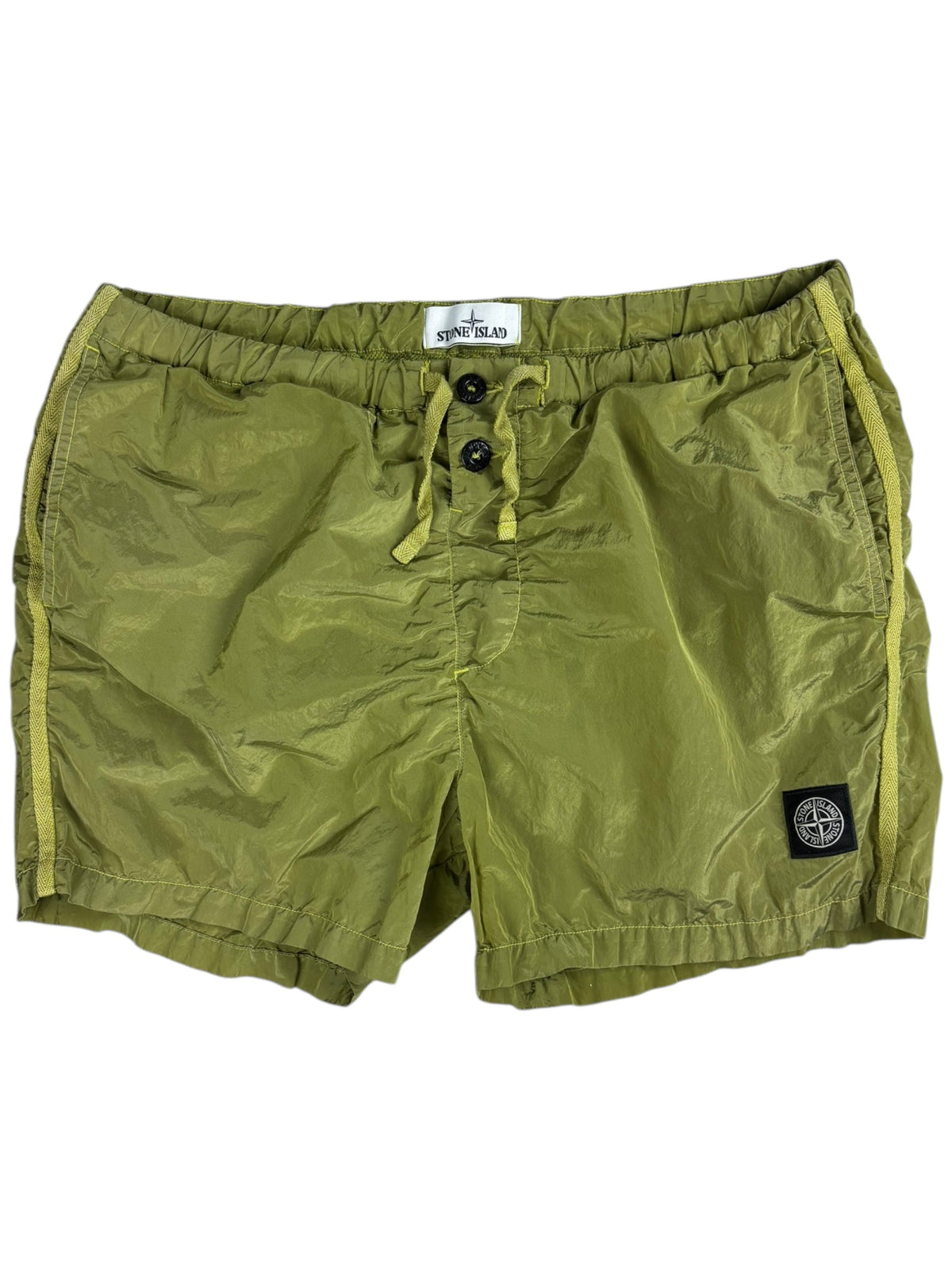 Short Stone Island vert métallisé taille L - Vue de face