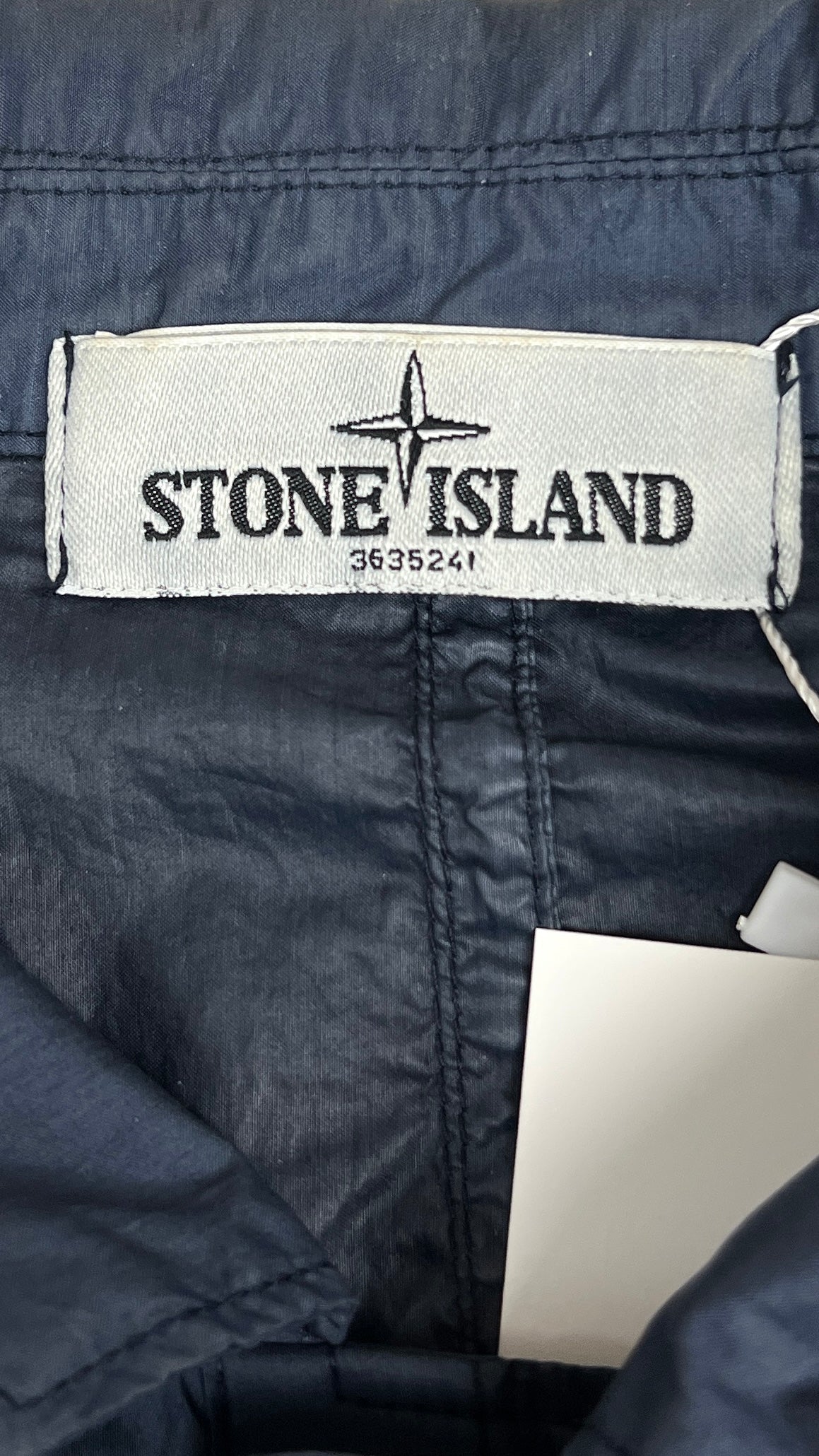 Surchemise Stone Island Mussola Watro marine, détail étiquettes et finitions — vue 4
