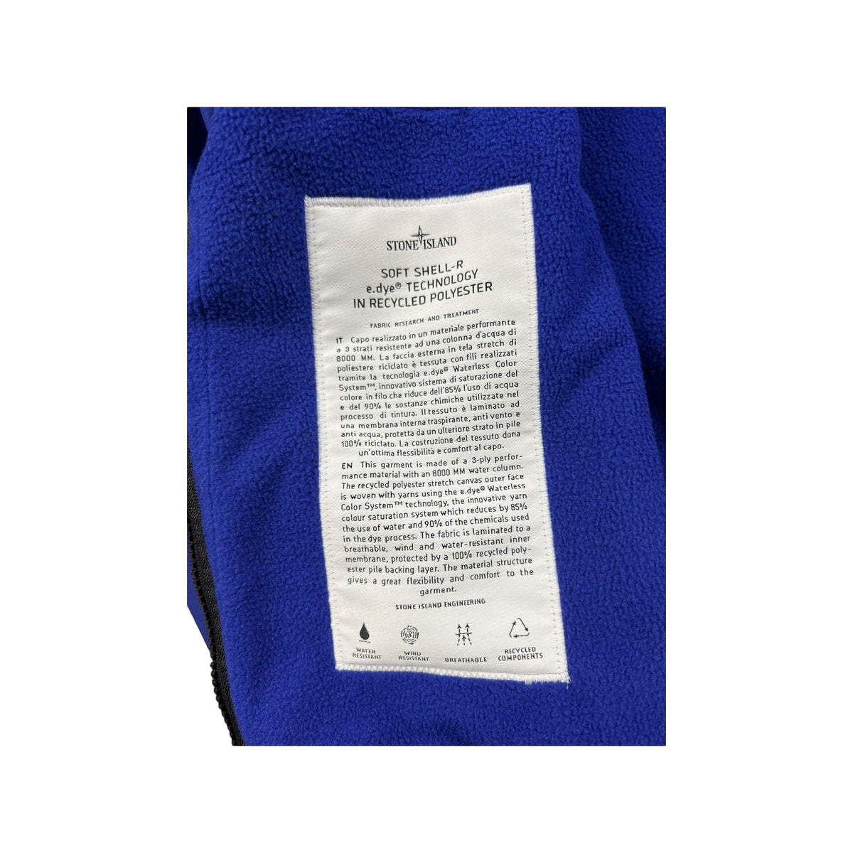 VESTE À CAPUCHE STONE ISLAND SOFT SHELL-R E.DYE TECHNOLOGY IN RECYCLED POLYESTER - NB08