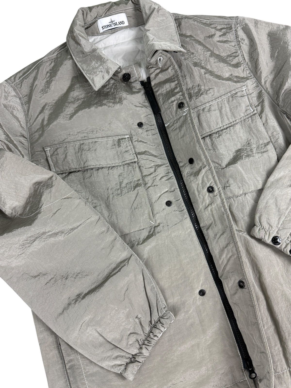 Veste Stone Island gris taille M - Logo et étiquette