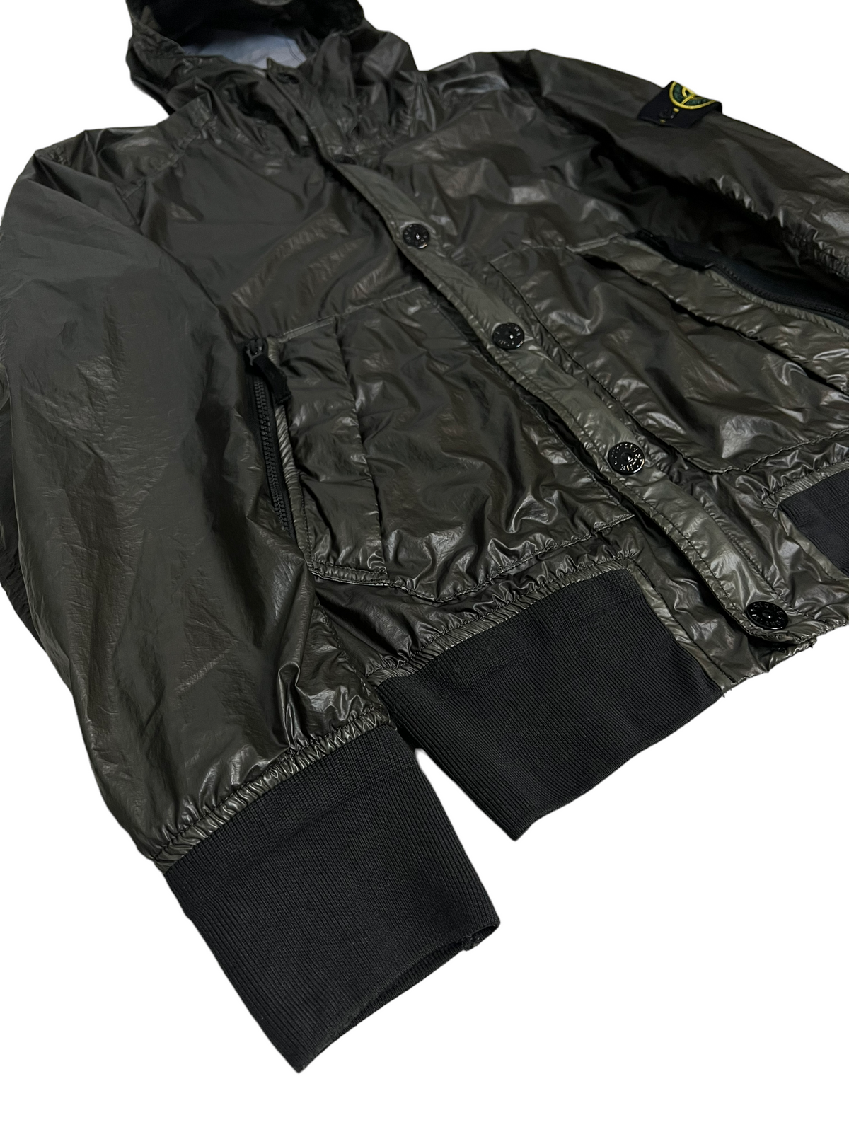 Veste Stone Island kaki taille M - Logo et étiquette