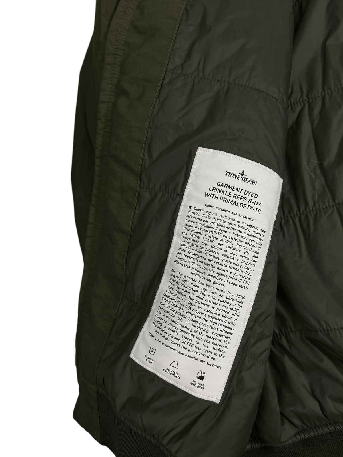 VESTE STONE ISLAND GARMENT DYED CRINKLE REPS R - NY WITH PRIMALOFT - TC - NB08 SHOP