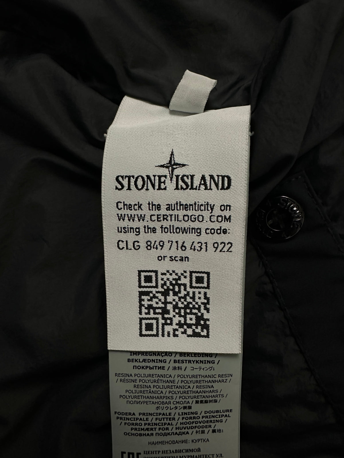 Veste Stone Island noir taille L - Détail