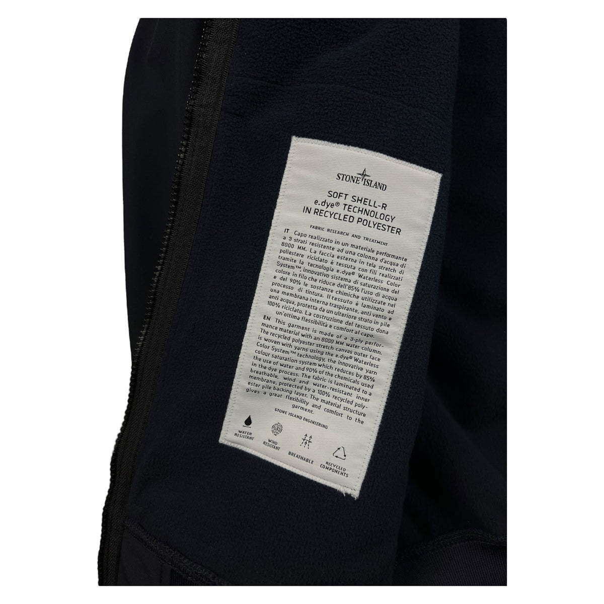 VESTE À CAPUCHE STONE ISLAND SOFT SHELL-R E.DYE TECHNOLOGY IN RECYCLED POLYESTER - NB08