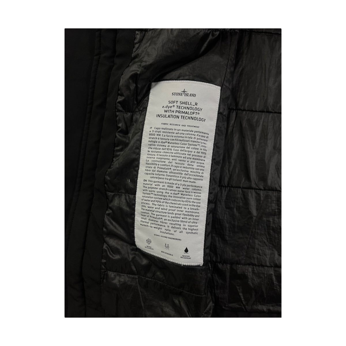 VESTE À CAPUCHE STONE ISLAND SOFT SHELL-R E.DYE TECHNOLOGY WITH PRIMALOFT INSULATION TECHNOLOGY - NB08