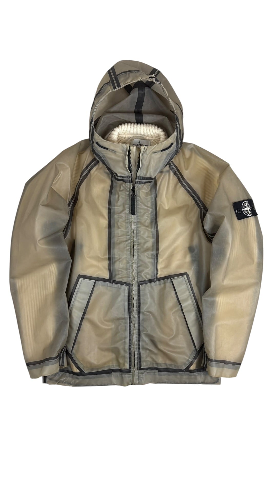 Giacca Stone Island Poly Cover 4 in 1 blu / grigia / crema taglia S - Dettaglio