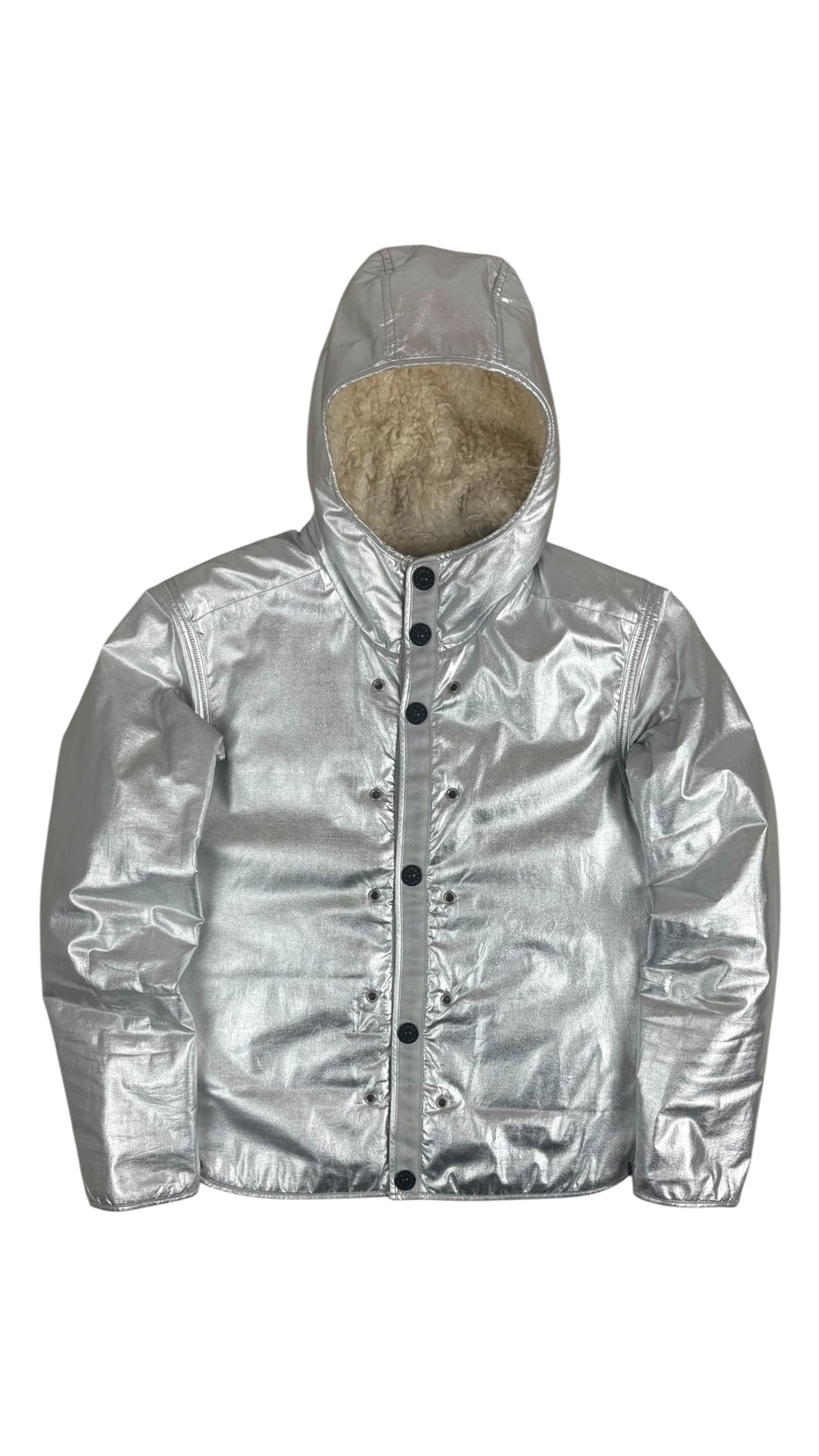 Giacca Stone Island Poly Cover 4 in 1 blu / grigia / crema taglia S - Logo ed etichetta
