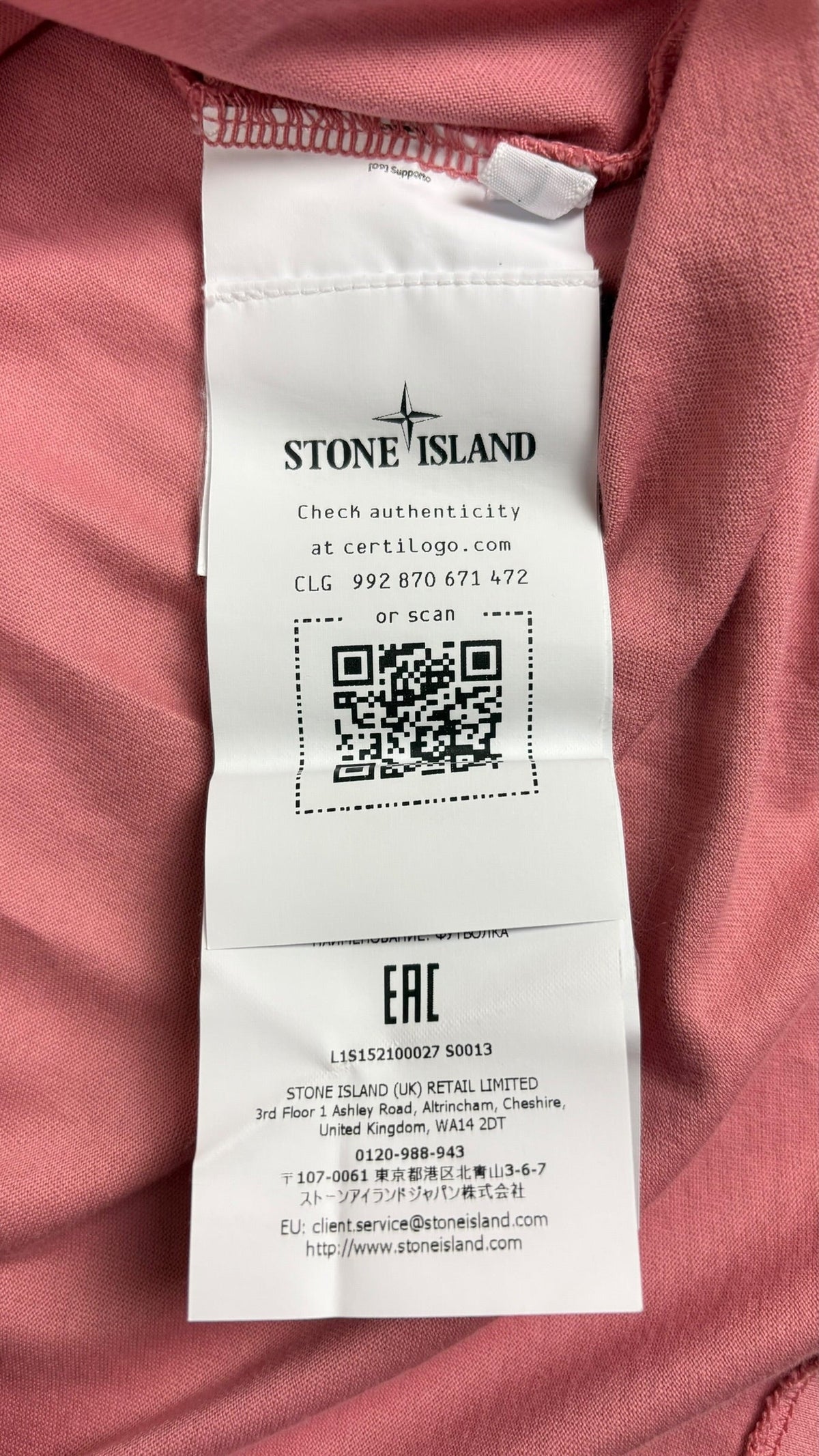 Veste Stone Island rose taille S - Détail
