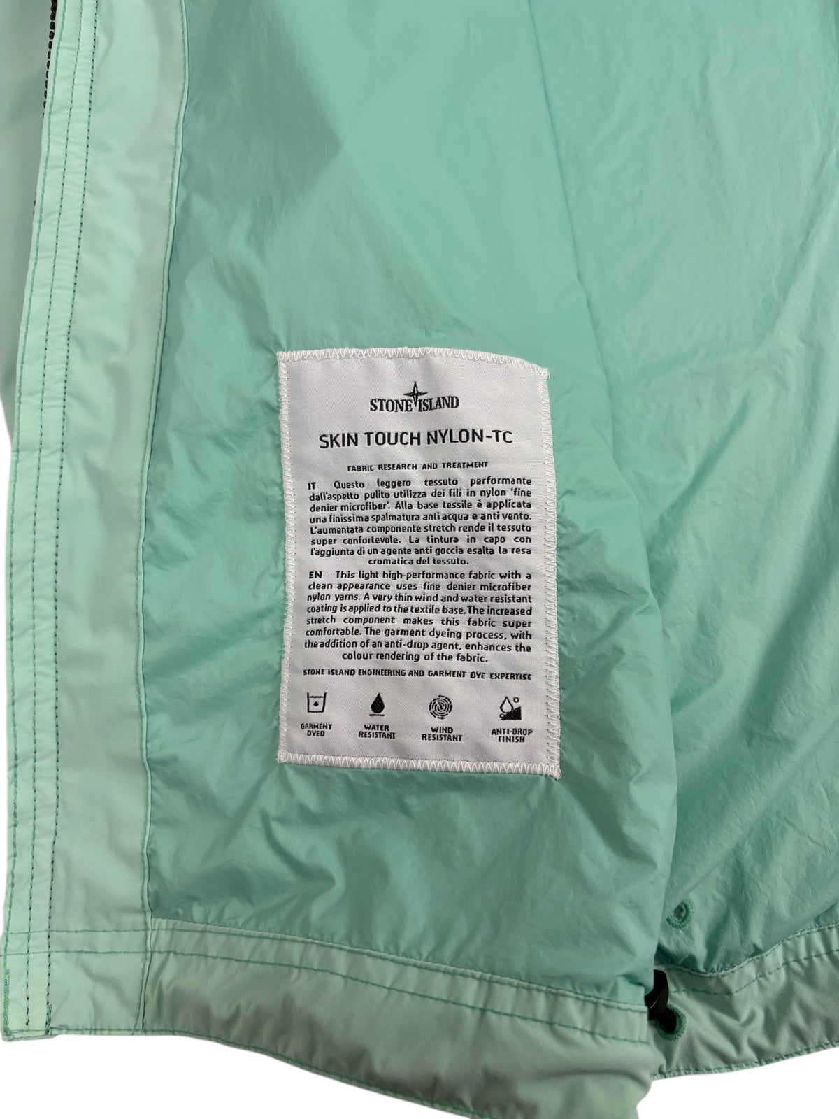 Veste Stone Island turquoise taille S - Logo et étiquette