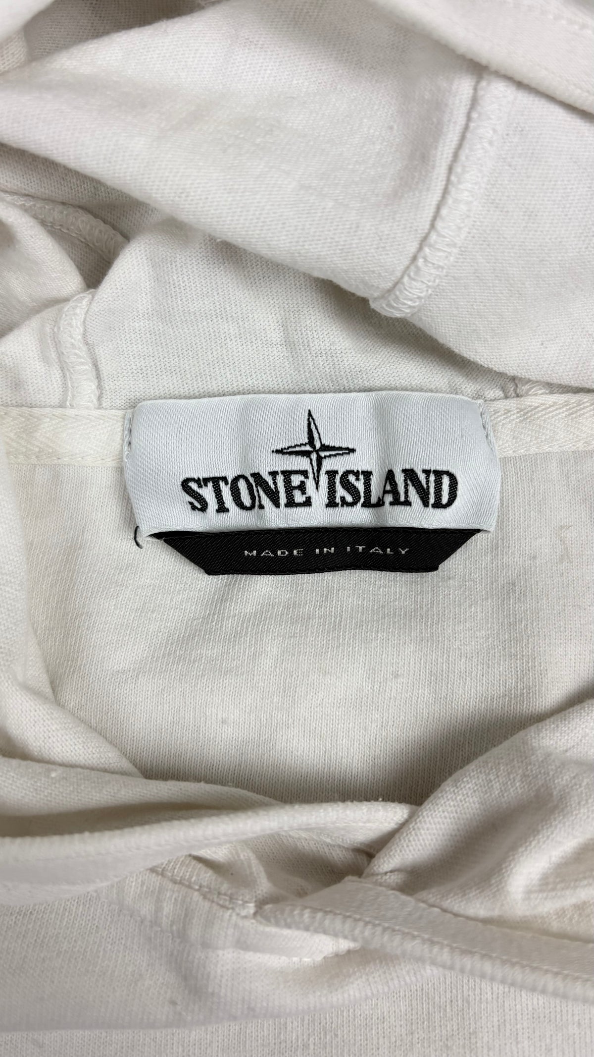 Tee-shirt Manches Longues à Capuche Stone Island Logo Brodé Blanc Taille S – photo complémentaire 1 – NB08 Shop