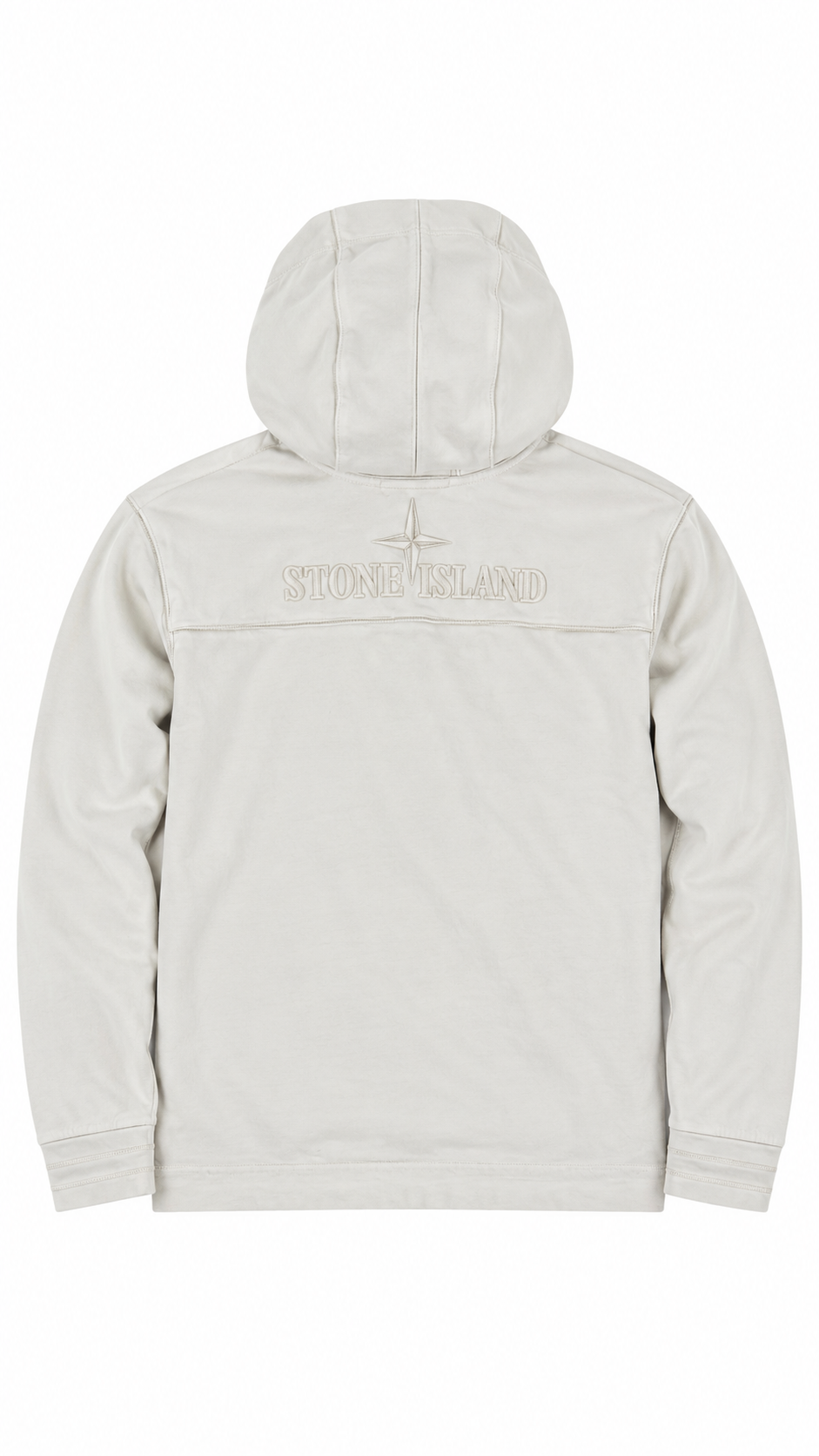 Tee-shirt Manches Longues à Capuche Stone Island Logo Brodé Blanc Taille S – vue de dos – NB08 Shop