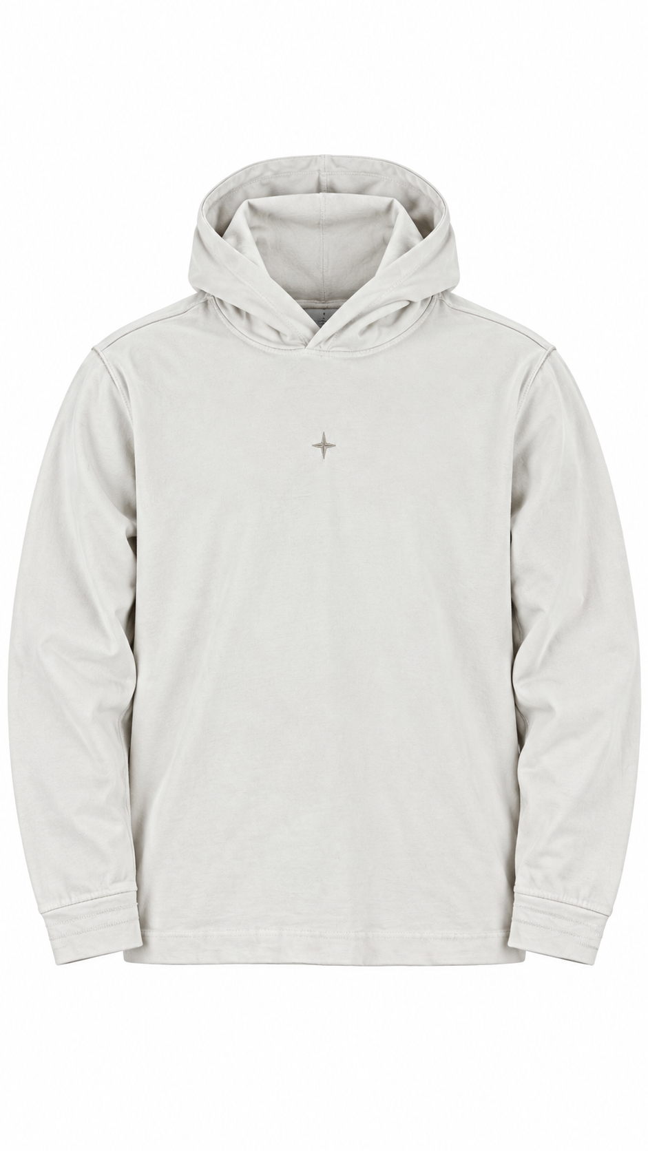 Tee-shirt Manches Longues à Capuche Stone Island Logo Brodé Blanc Taille S – vue de face – NB08 Shop