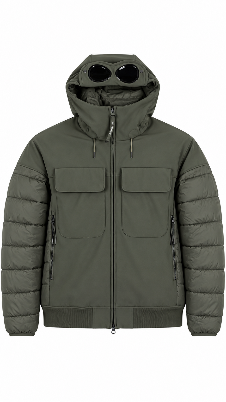 Veste Hybride à Capuche C.P Company Shell-R Goggle Kaki Taille 50 – vue de face – NB08 Shop